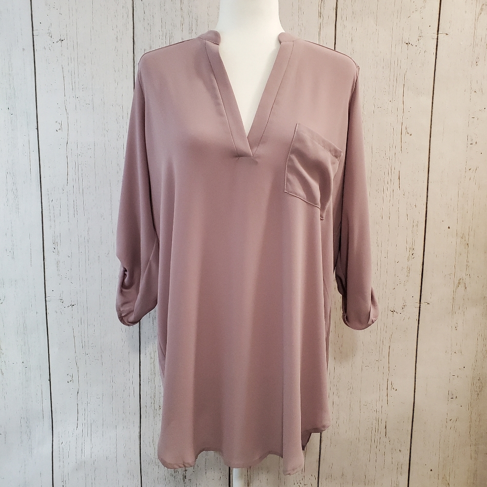 Lush Lavender Long Hi Lo Tunic Blouse Size M